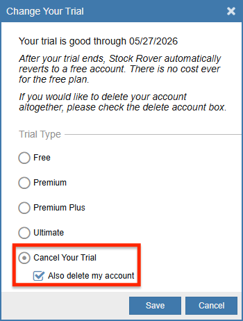 Cancel Trial
