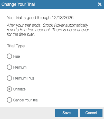 Choosing a specific plan level to trial