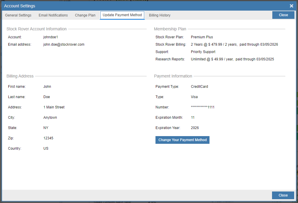 accessing payment method updates