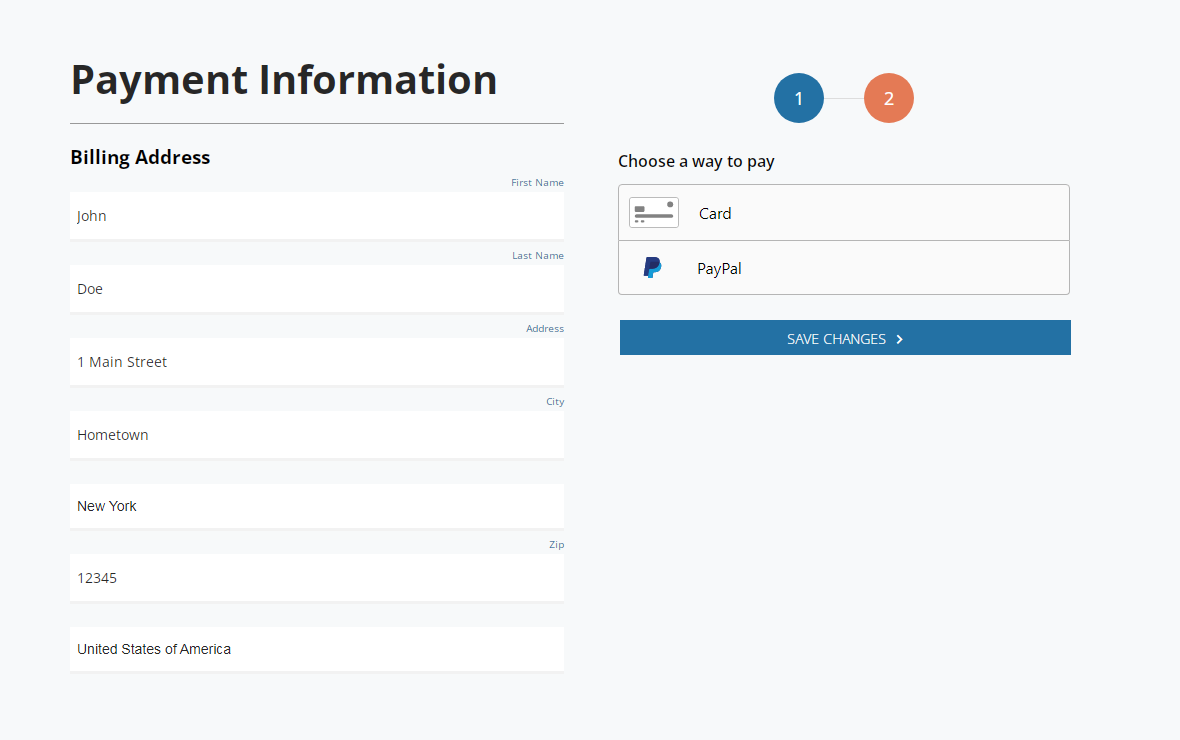 choosing card or paypal