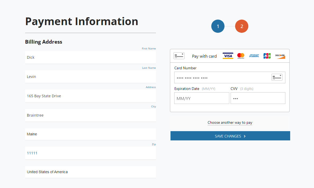 saving new credit card details